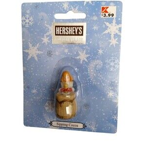 Hershey's Holiday Village Accessory 2001 Sipping Cocoa NEW